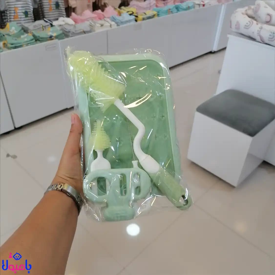 ست شیشه‌شور و آبچکان سیلیکونی جعبه ای نوزاد — تصویر ۳
