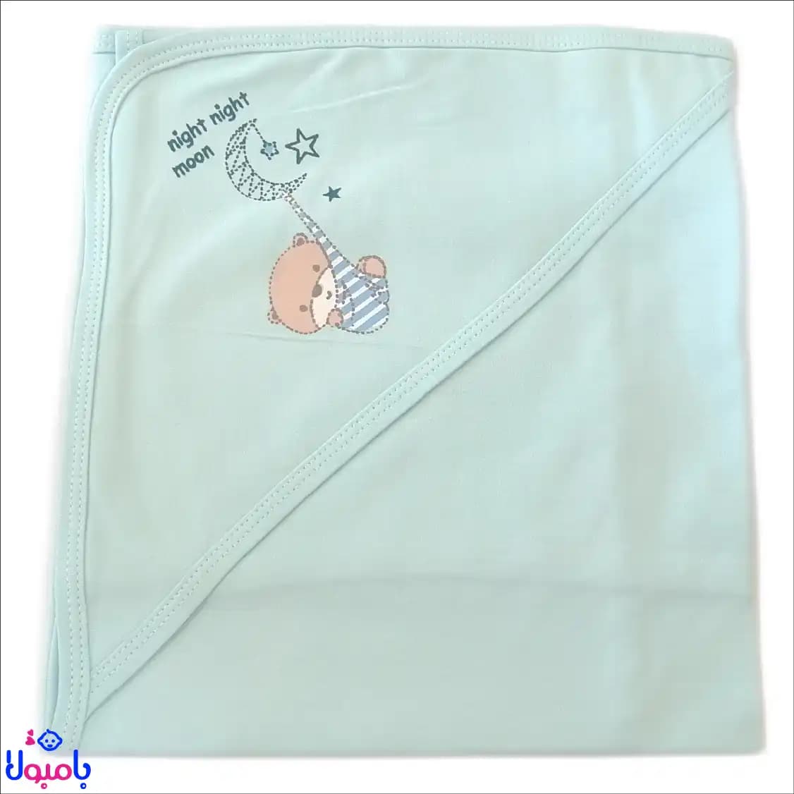 پتو دورپیچ کلاهدار نوزاد آبی جونیورز طرح اسلیپی76*76 سانتیمتر