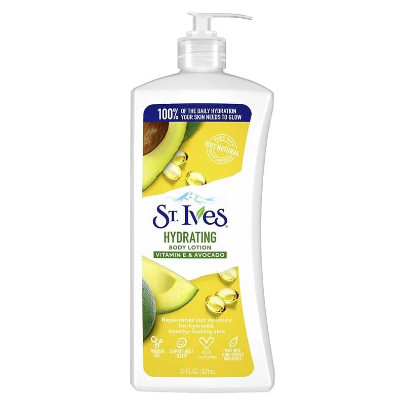 لوسیون بدن سنت ایوز ST.lves مدل hydrating حاوی ویتامین E و عصاره آووکادو حجم 621 میل — تصویر ۳