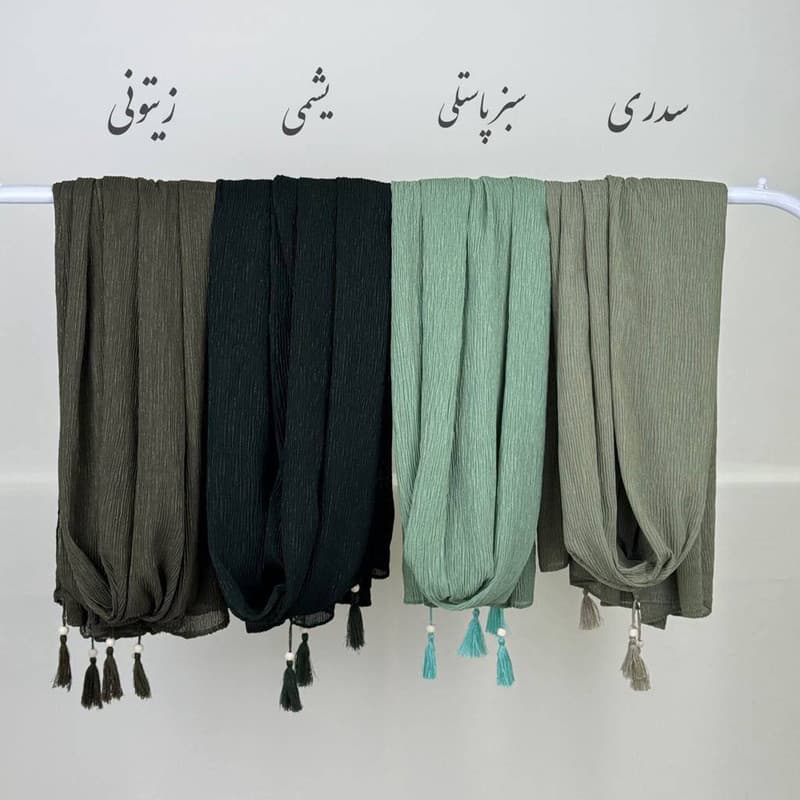 شال زنانه مدل پلیسه نخی لمه دار — تصویر ۵