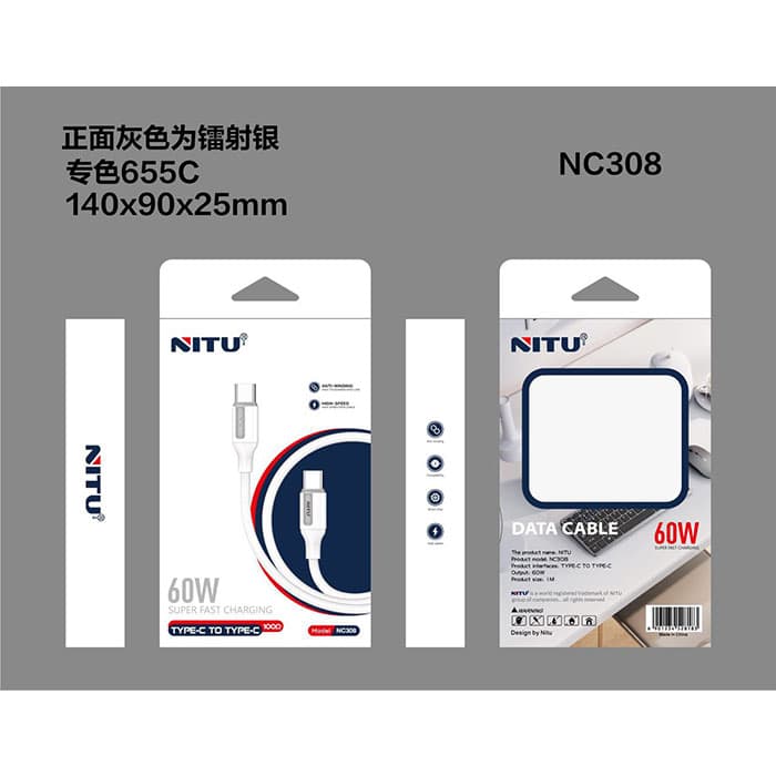 کابل تایپسی به تایپسی نیتو NITU NC308 طول 100 سانتیمتر — تصویر ۴