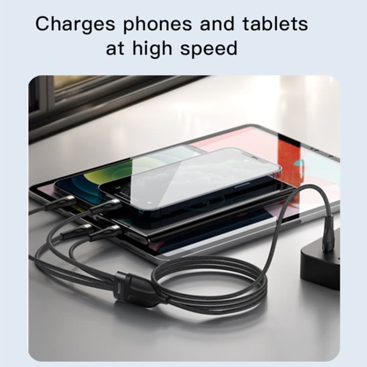 کابل Type-C به 4 سر TYPE-C و Lightning یسیدو YESIDO CA110 طول 1.2 متر — تصویر ۳