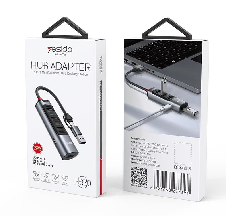هاب 5 پورت USB/TYPE-C یسیدو YESIDO HB20 — تصویر ۱۰