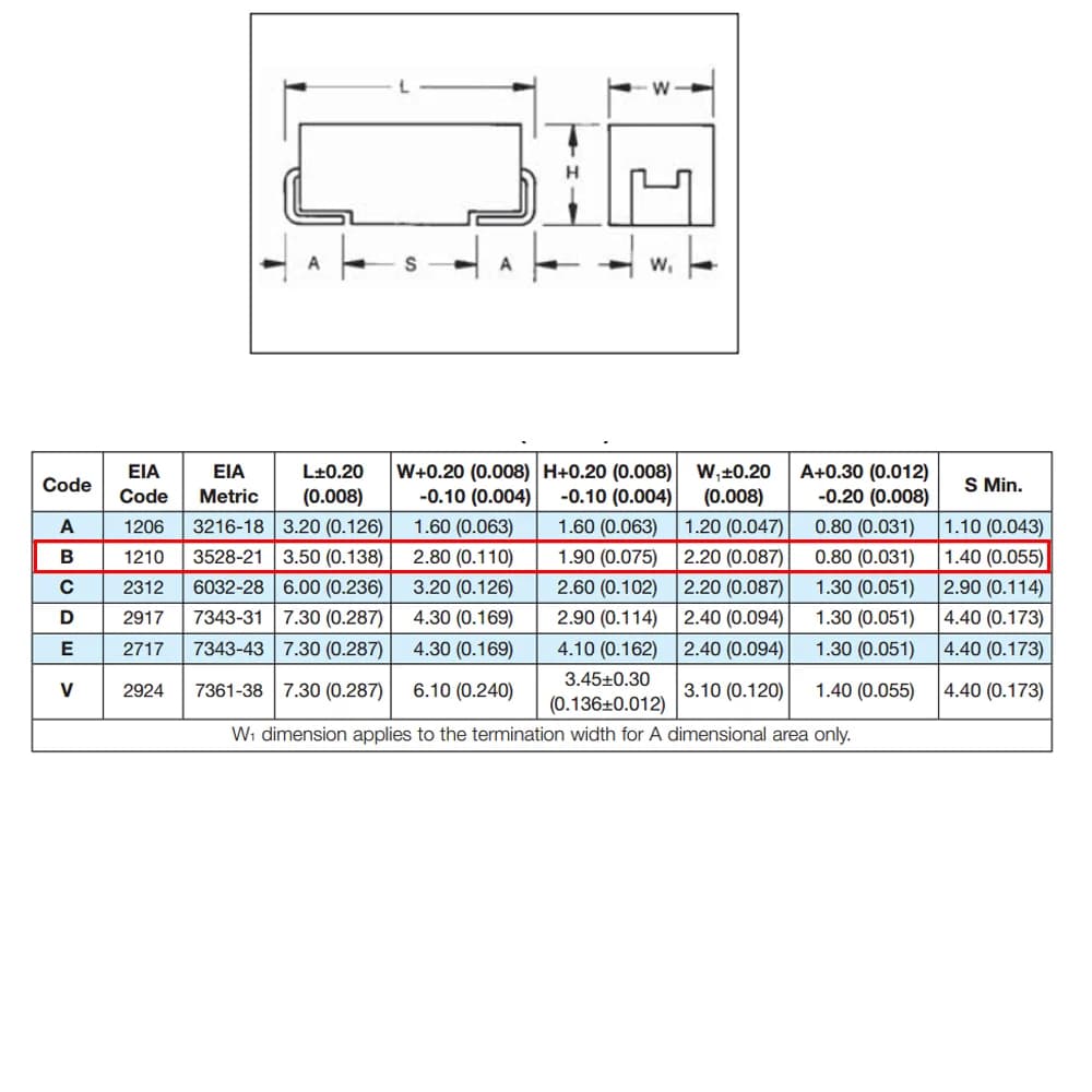 خازن تانتال SMD 10uF / 25V پکیج D بسته 5 تایی — تصویر ۴