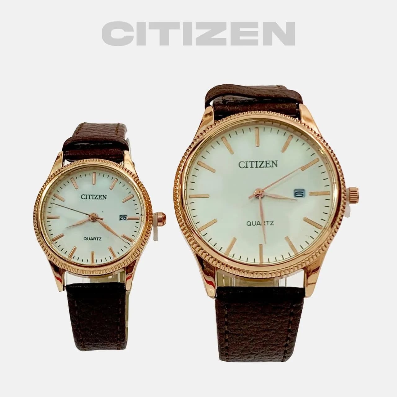 ست ساعت CITIZEN حرفه ای قهوه ای مدل167 — تصویر ۴