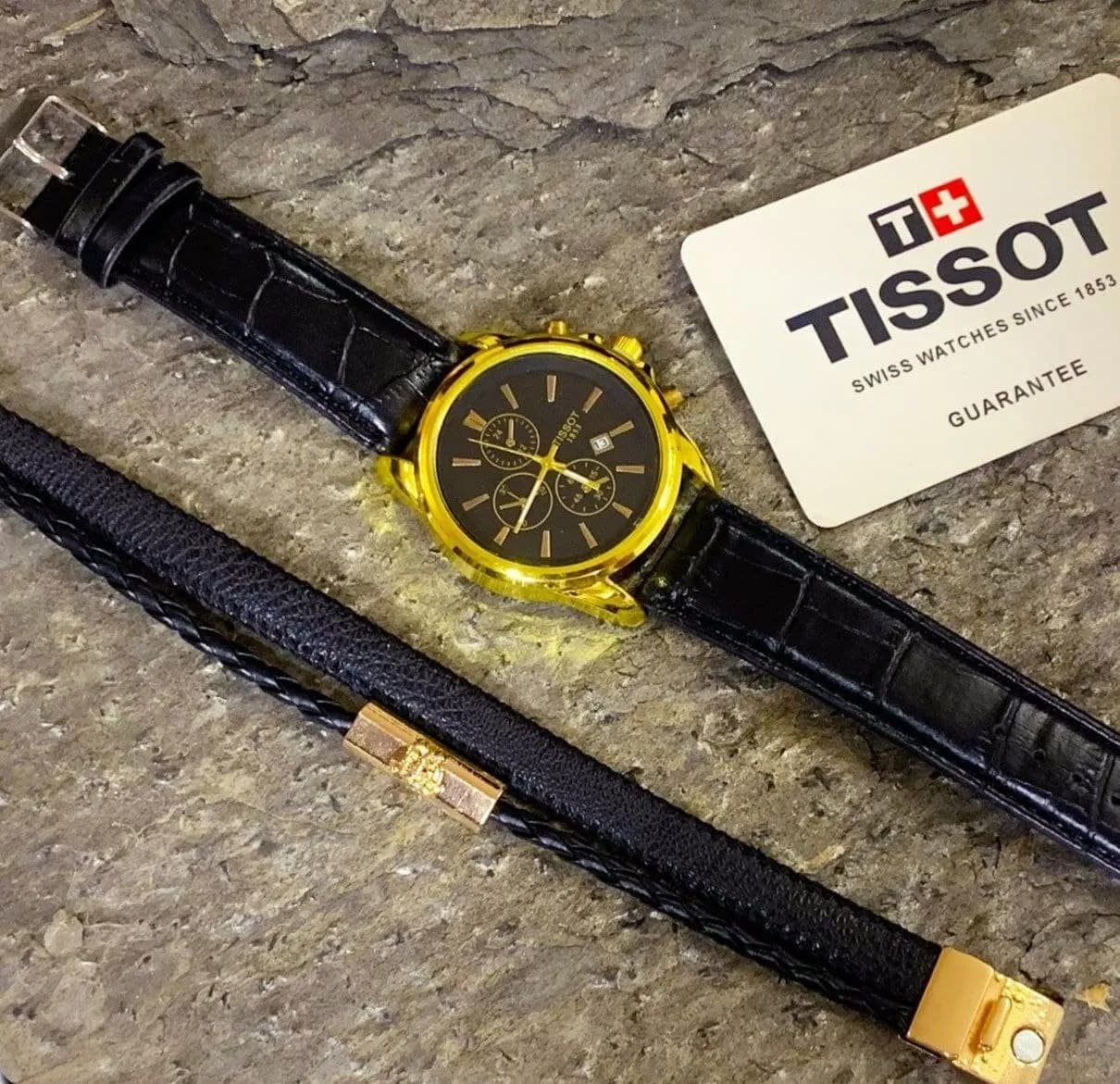 ساعت مچی مردانه Tissot و دستبند چرمی ورساچه — تصویر ۵