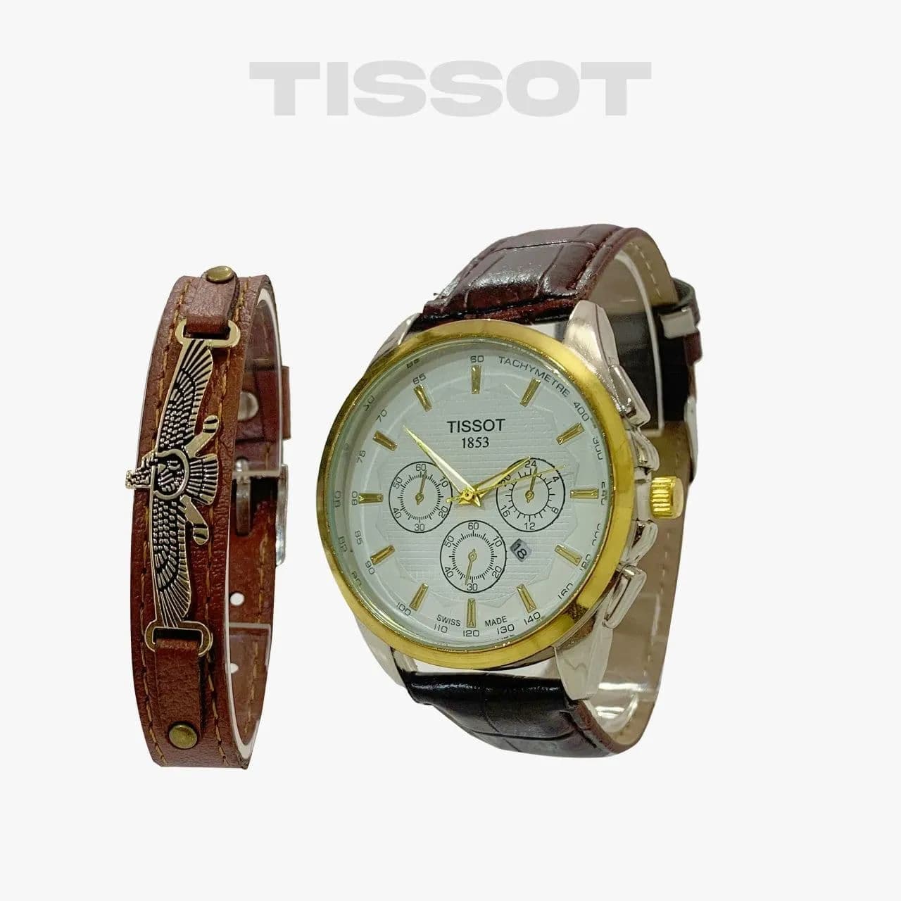 ⌚️‏‌‎ساعت مچی مردانه Tissot و دستبند چرمی فروهر — تصویر ۴