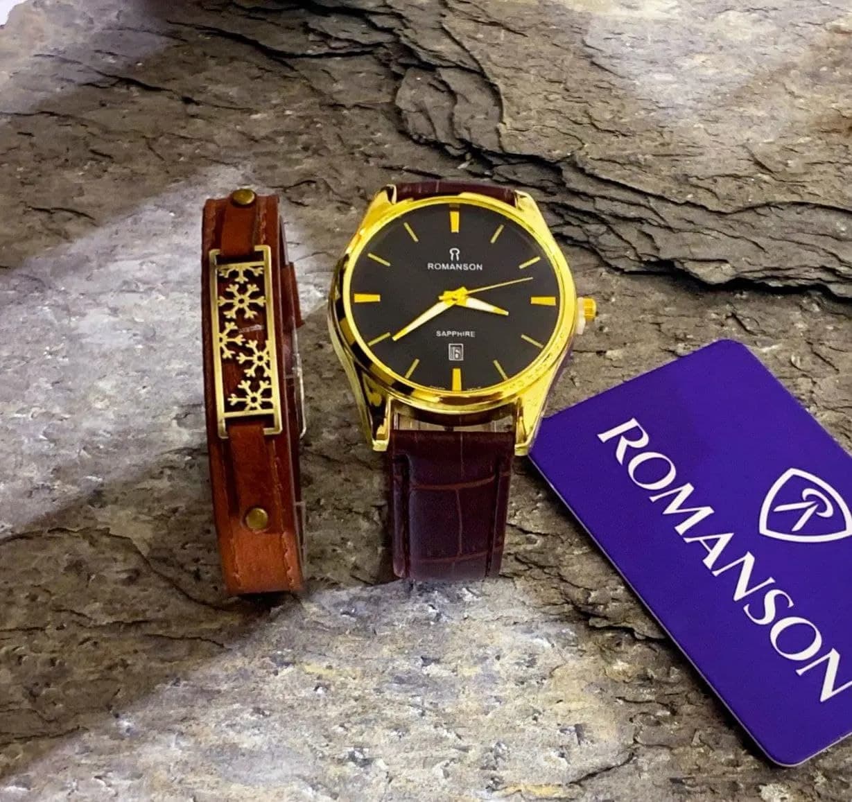 ساعت مچی مردانه Romanson و دستبند چرمی هدیه — تصویر ۶