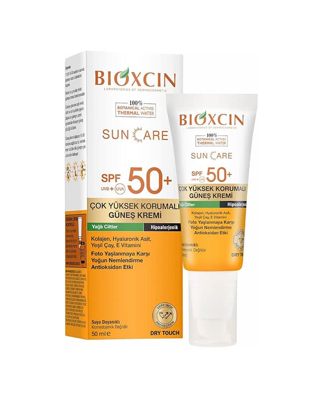 کرم ضد آفتاب رنگی بیوکسین SPF+50 مناسب پوست چرب