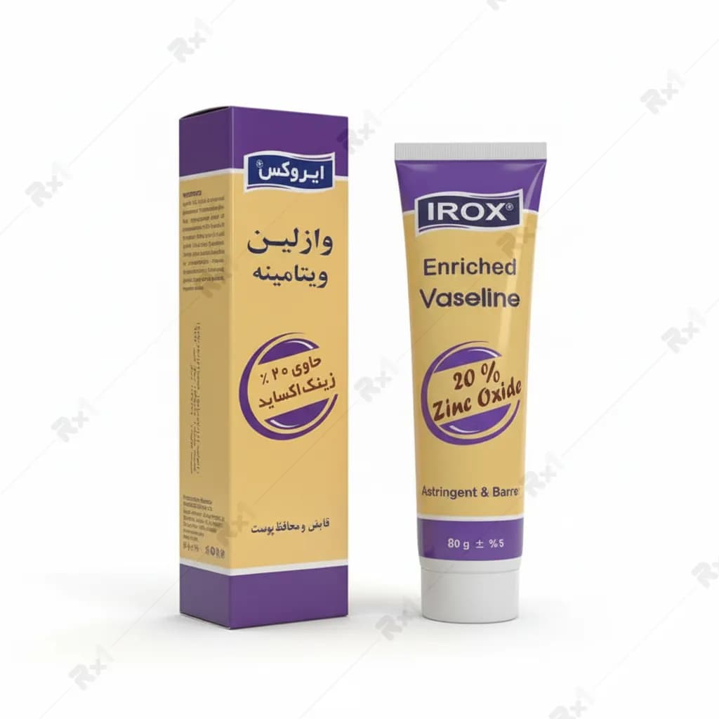 کرم وازلین ویتامینه ایروکس حاوی 20 درصد زینک اکساید وزن 80 گرم