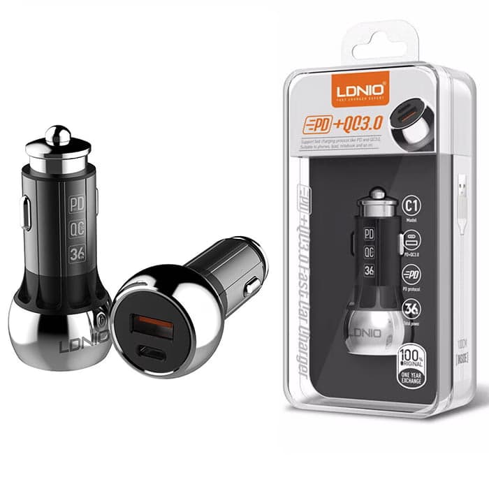 شارژر فندکی 38 وات الدینیو مدل C1 — تصویر ۲