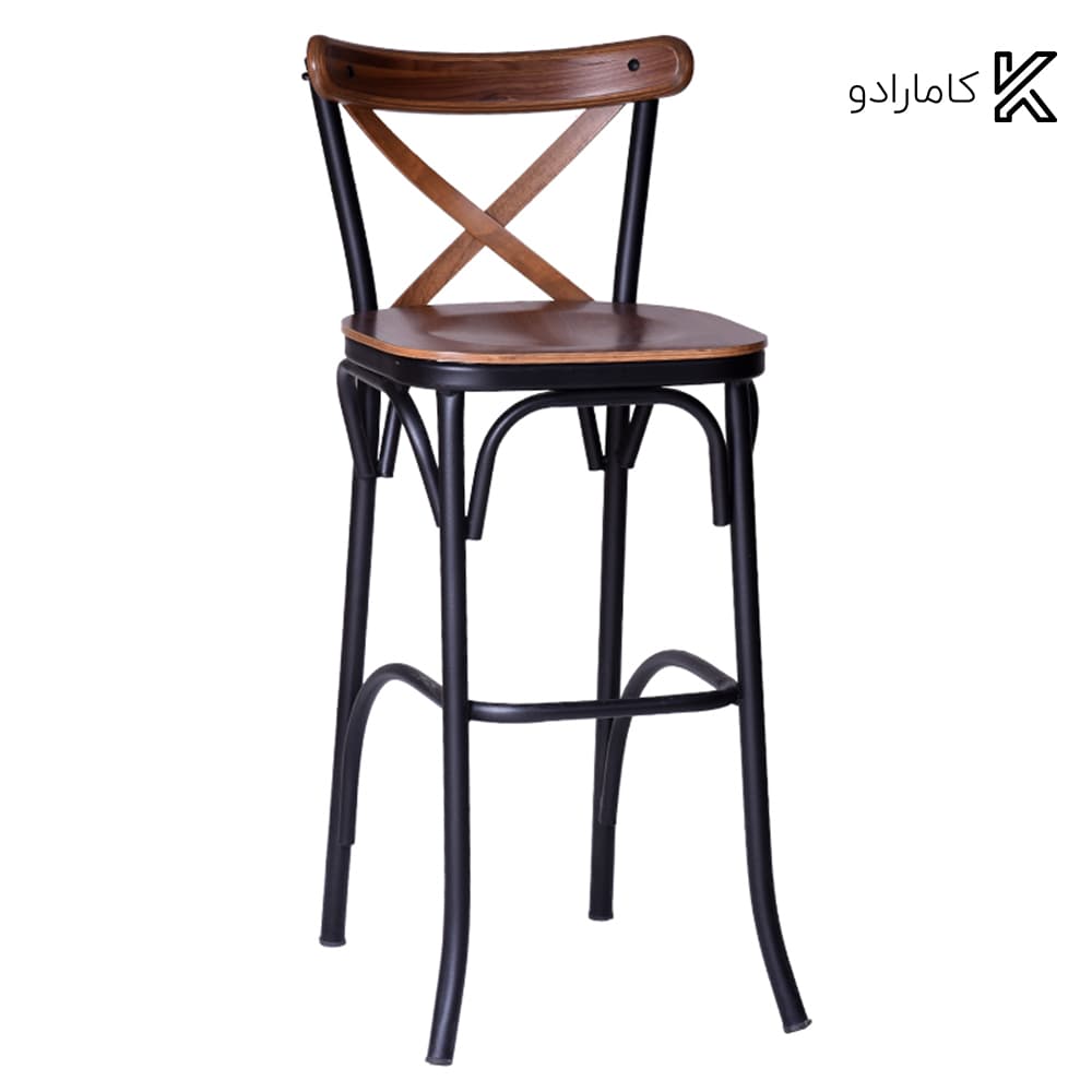 صندلی کانتر فلز و چوب تونت مدل بدون دسته