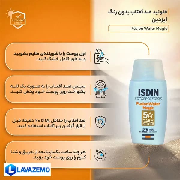 ضد آفتاب ایزدین فیوژن واتر بی رنگ — تصویر ۳