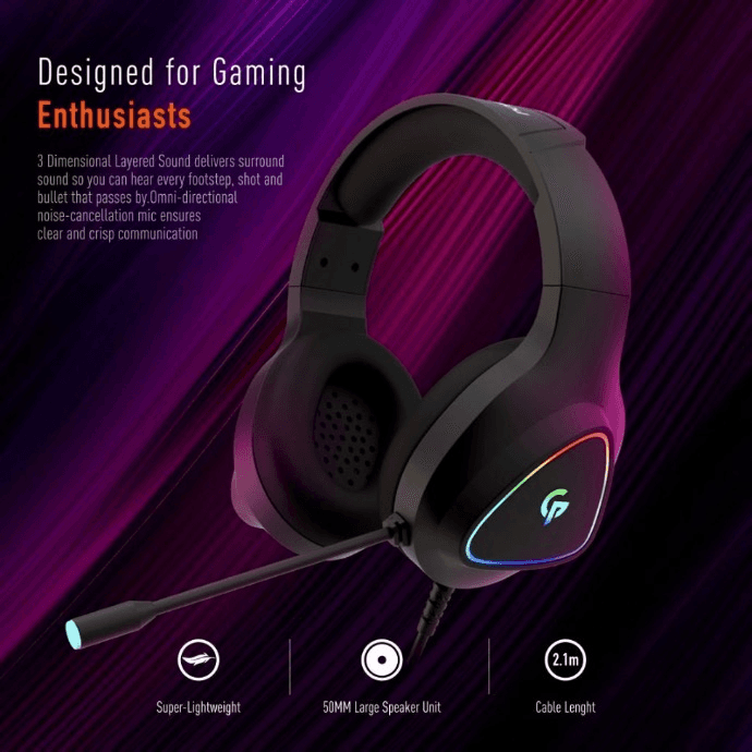هدفون گیمینگ پرودو مدل PDX414 ا Porodo PDX414 Gaming Headphone HD Sound with RGB (تک/عمده) — تصویر ۱۰
