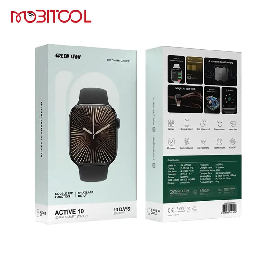 ساعت هوشمند اکتیو 10 گرین لاین Green Lion Active 10 42mm Smart Watch — تصویر ۳
