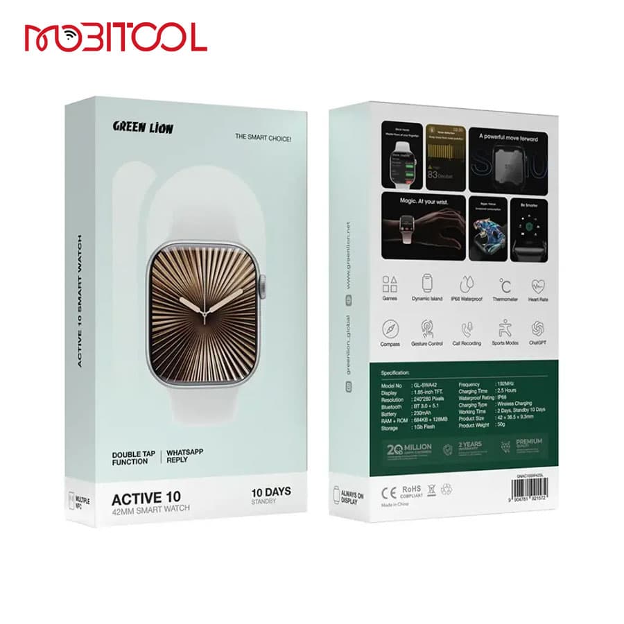 ساعت هوشمند اکتیو 10 گرین لاین Green Lion Active 10 42mm Smart Watch — تصویر ۴
