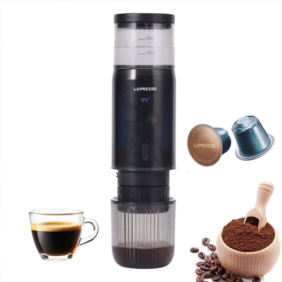 قهوه ساز شارژی سرد و گرم مسافرتی لپرسو LePresso Portable Mini Espresso Machine with Travel Pouch LPCFFM0031