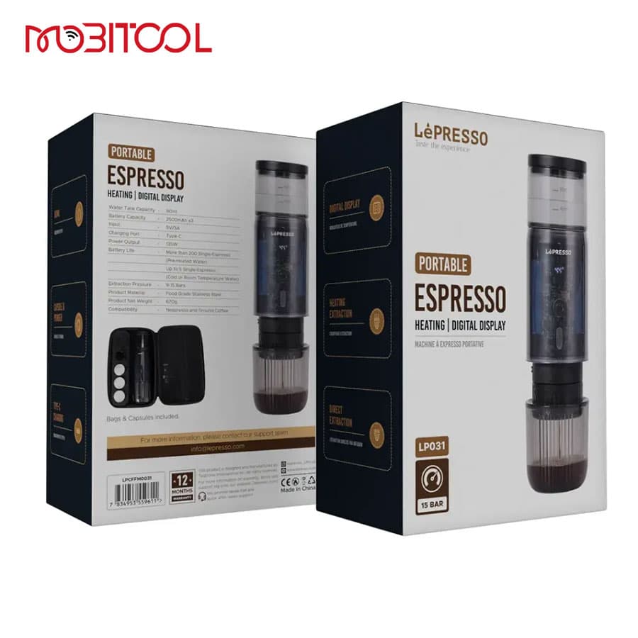 قهوه ساز شارژی سرد و گرم مسافرتی لپرسو LePresso Portable Mini Espresso Machine with Travel Pouch LPCFFM0031 — تصویر ۵