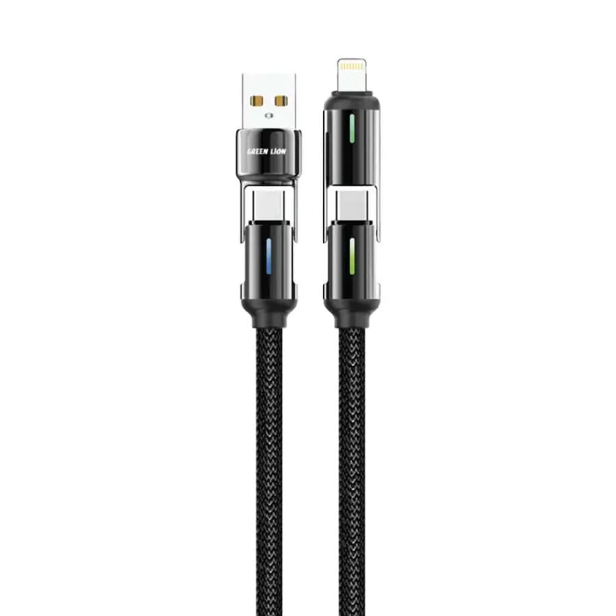 کابل چهار کاره 60 وات گرین لاین Green Lion 4 in 1 LED Braided Cable 60W