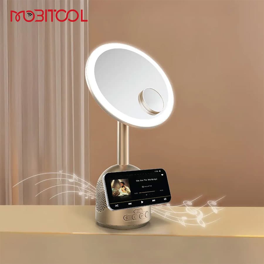 آینه آرایش با اسپیکر بلوتوث و شارژر مگ سیف گرین لاین Green Lion Makeup Mirror with Speaker and MagSafe Charger — تصویر ۳