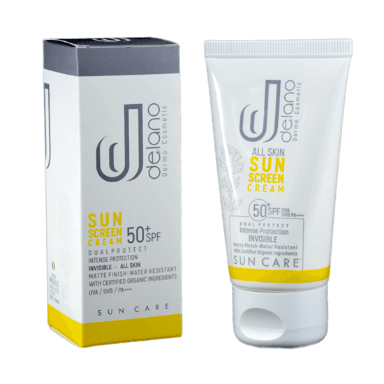 کرم ضد آفتاب غیررنگی پوست چرب SPF50 دلانو مناسب آقایان و بانوانDelano