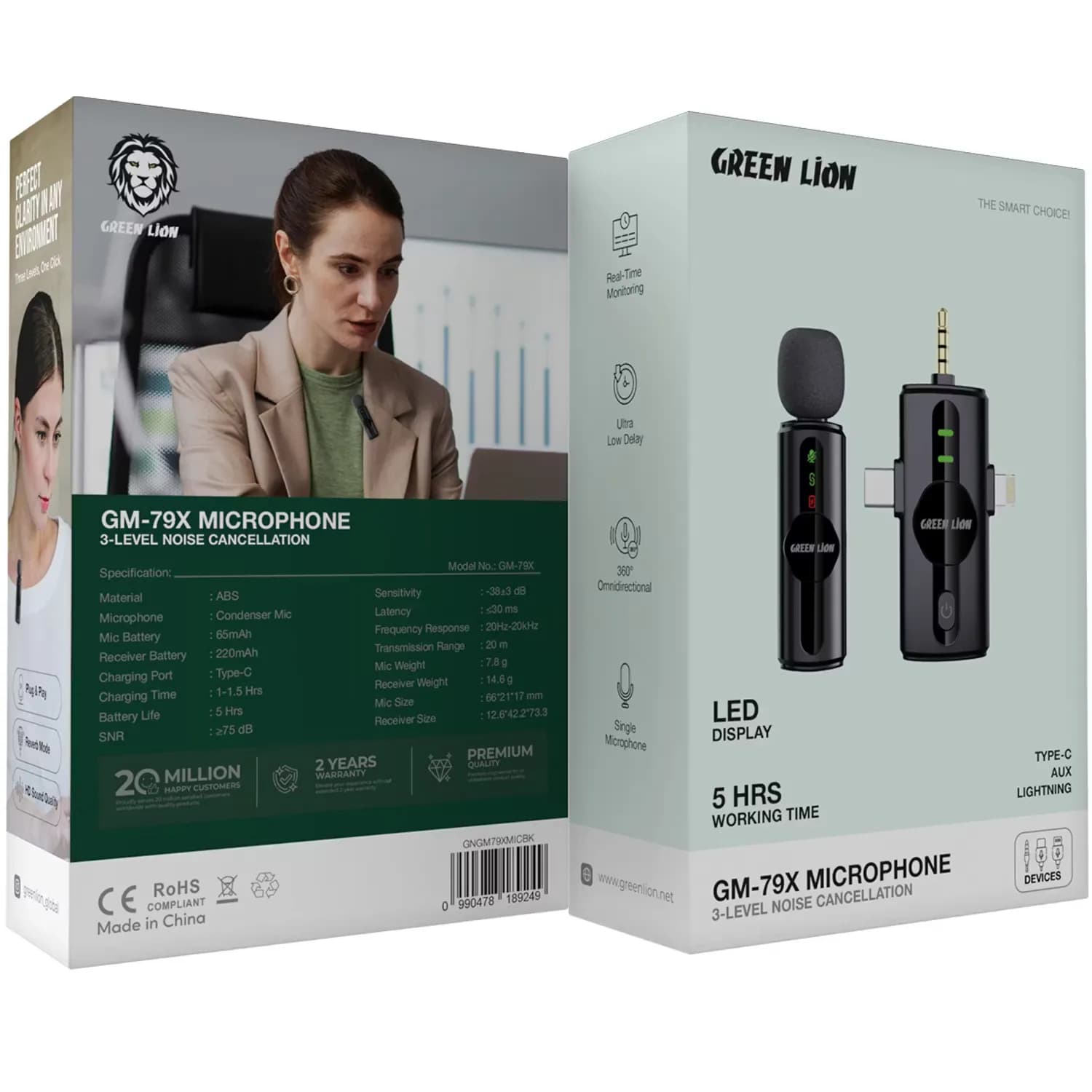 میکروفون یقه‌ ای وایرلس گرین لاین Green Lion GM-79X Noise Cancellation Microphone — تصویر ۷