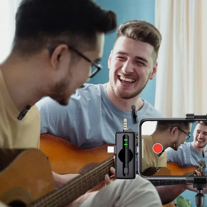 میکروفون یقه‌ ای 2 فرستنده وایرلس گرین لاین Green Lion GM-80X Microphone 3 in 1 — تصویر ۶