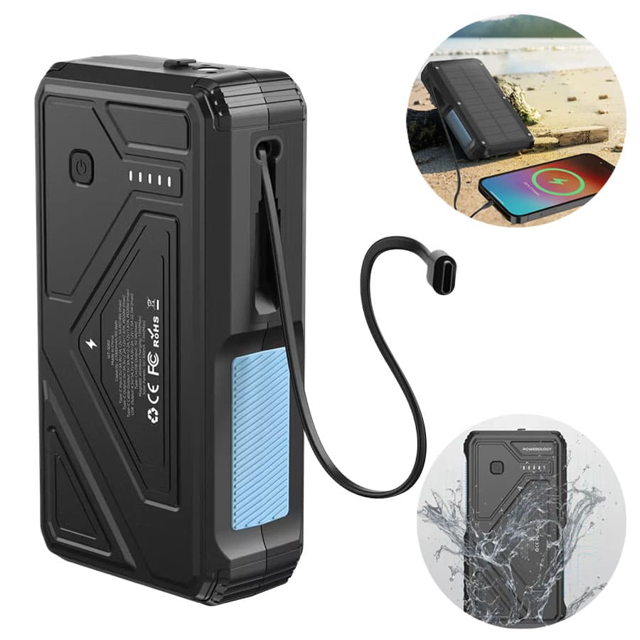 پاوربانک خورشیدی 27 هزار وایرلس پاورولوژی Powerology 27000mAh Solar Wireless Charging Power Bank PPBCHA77