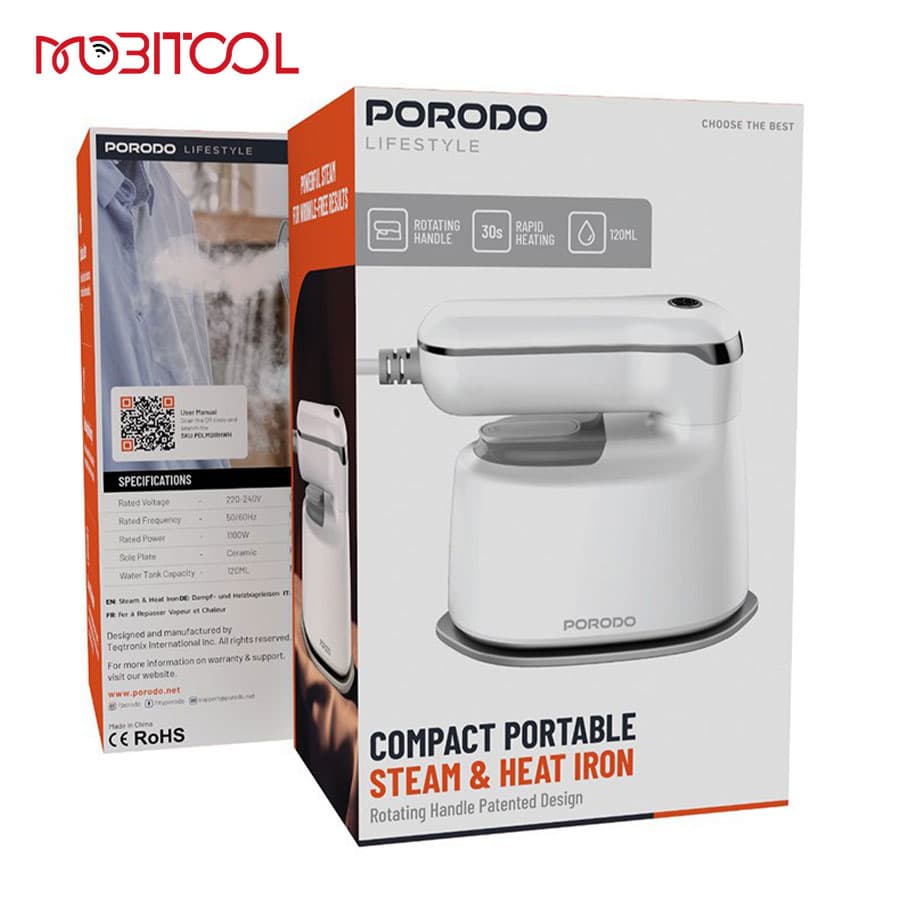 اتو بخار دستی مسافرتی پرودو Porodo Compact Portable Steam & Heat Iron PD-LMSIRH — تصویر ۵