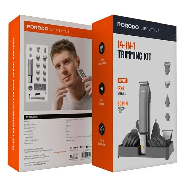 ست ماشین اصلاح حرفه ای 14 عددی پرودو Porodo Lifestyle 14 IN 1 Trimming Kit PD-LFST112 — تصویر ۹