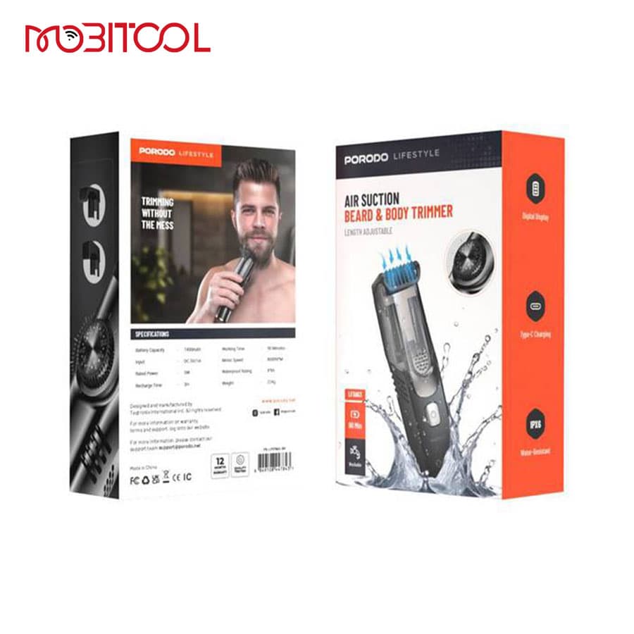 ماشین اصلاح ریش و بدن با مکش هوا پرودو Porodo Lifestyle Air Suction Beard & Body Trimmer PD-LFST063-BK — تصویر ۷