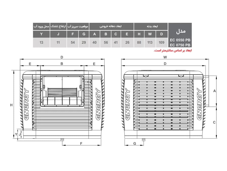 کولر آبی پلیمری 7500 انرژی مدل EC0750PB PLUS — تصویر ۱۱