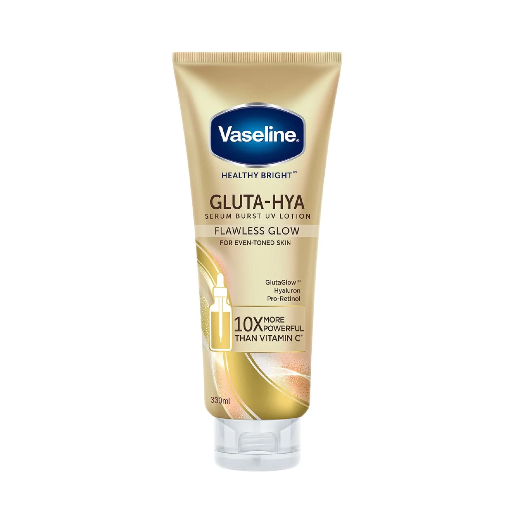 لوسیون بدن سرمی وازلین Vaseline مدل GLUTA – HYA Flawes Bright حجم 330 میل — تصویر ۲