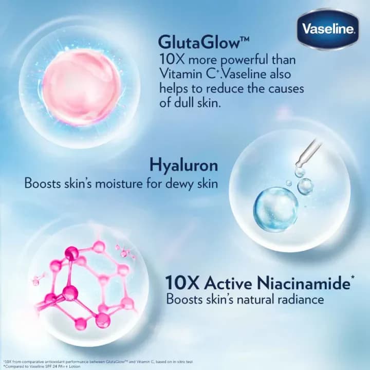 لوسیون بدن سرمی وازلین Vaseline مدل GLUTA – HYA Flawes Bright حجم 330 میل — تصویر ۴