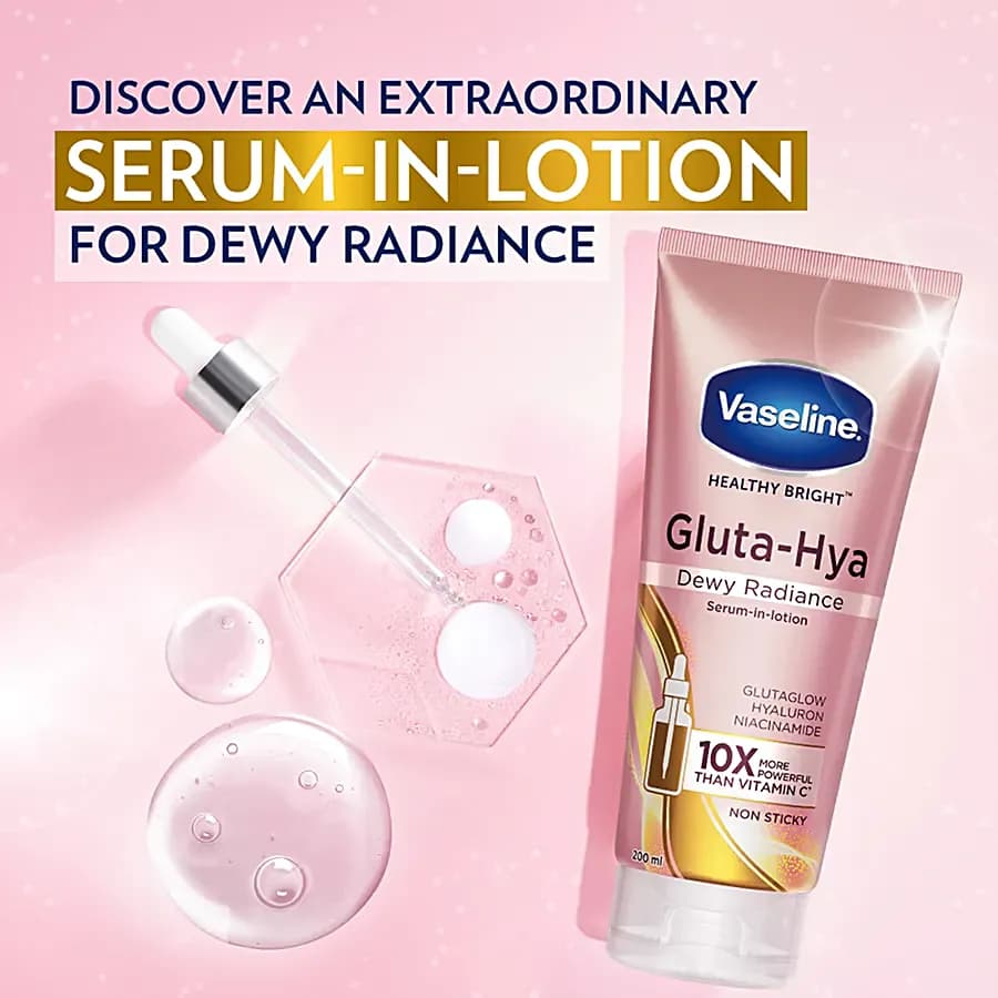 لوسیون بدن سرمی وازلین Vaseline مدل GLUTA – HYA Dewy Radiance حجم 330 میل — تصویر ۵