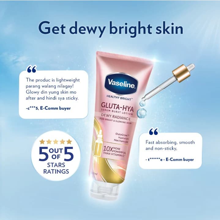 لوسیون بدن سرمی وازلین Vaseline مدل GLUTA – HYA Dewy Radiance حجم 330 میل — تصویر ۱۰