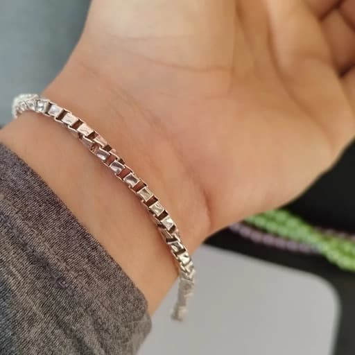 دستبند نقره زنانه ایتالیایی عیار 925 روکش طلا رنگ نقره ای — تصویر ۷