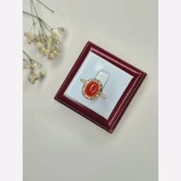 انگشتر نقره زنانه با نگین عقیق سرخ کد 1 — تصویر ۲