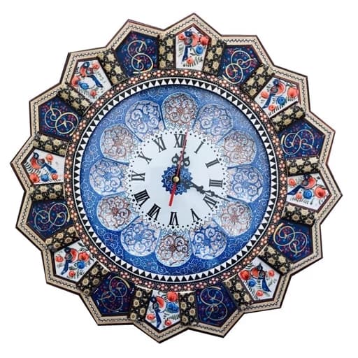 ساعت دیواری خاتم کاری مدل خورشیدی قطر 42 سانت کد 1