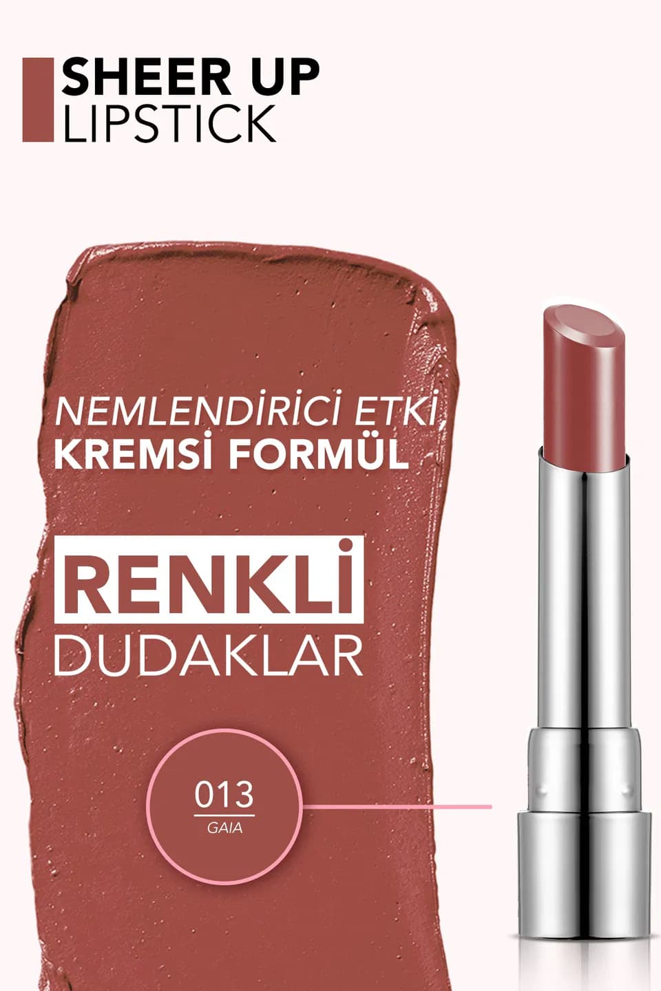 رژ لب جامد شیر آپ فلورمار Flormar Sheer Up شماره 013 رنگ Gaia — تصویر ۳