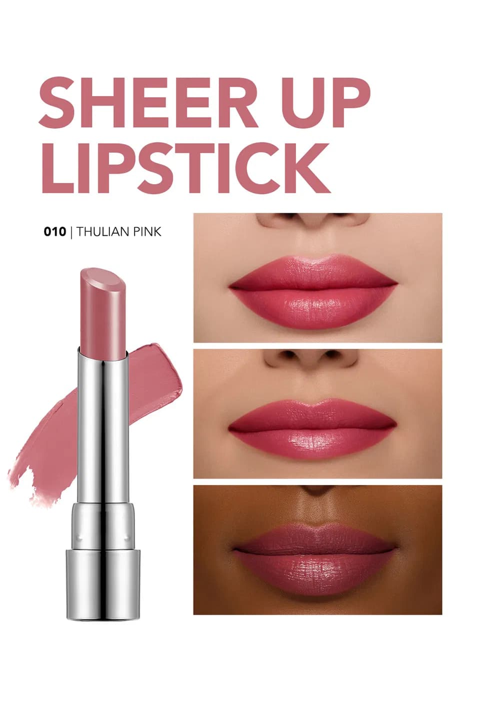 رژ لب جامد شیر آپ فلورمار Flormar Sheer Up شماره 010 رنگ Thulian Pink — تصویر ۲