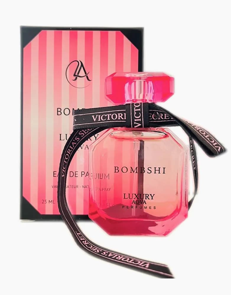 ادکلن مینی ویکتوریا سکرت بامب شل برند لاکچری آکوا LUXURY AQUA | حجم 25 میل — تصویر ۳