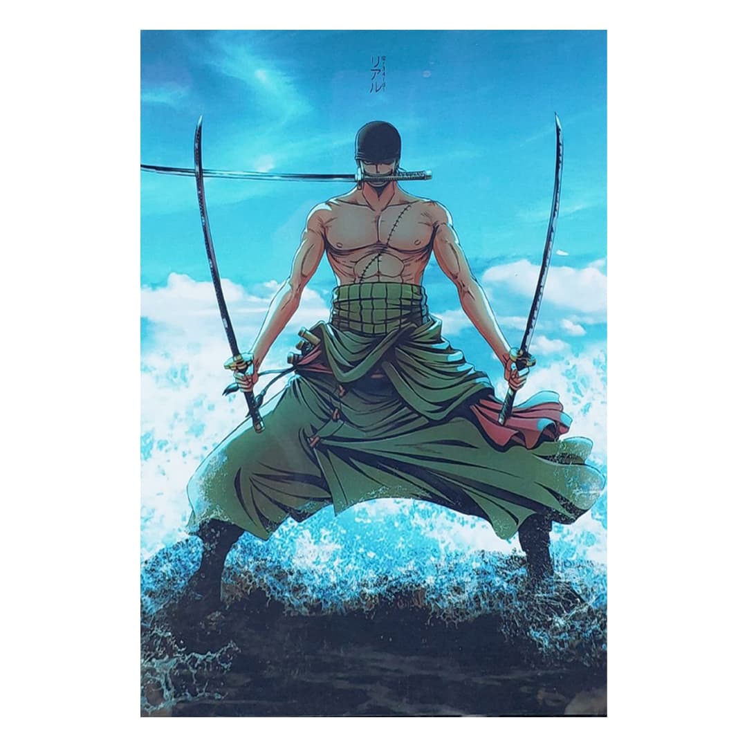 تخته شاسی / تابلو چوبی رورونوا زورو Roronoa Zoro طرح وان پیس One Piece — تصویر ۳
