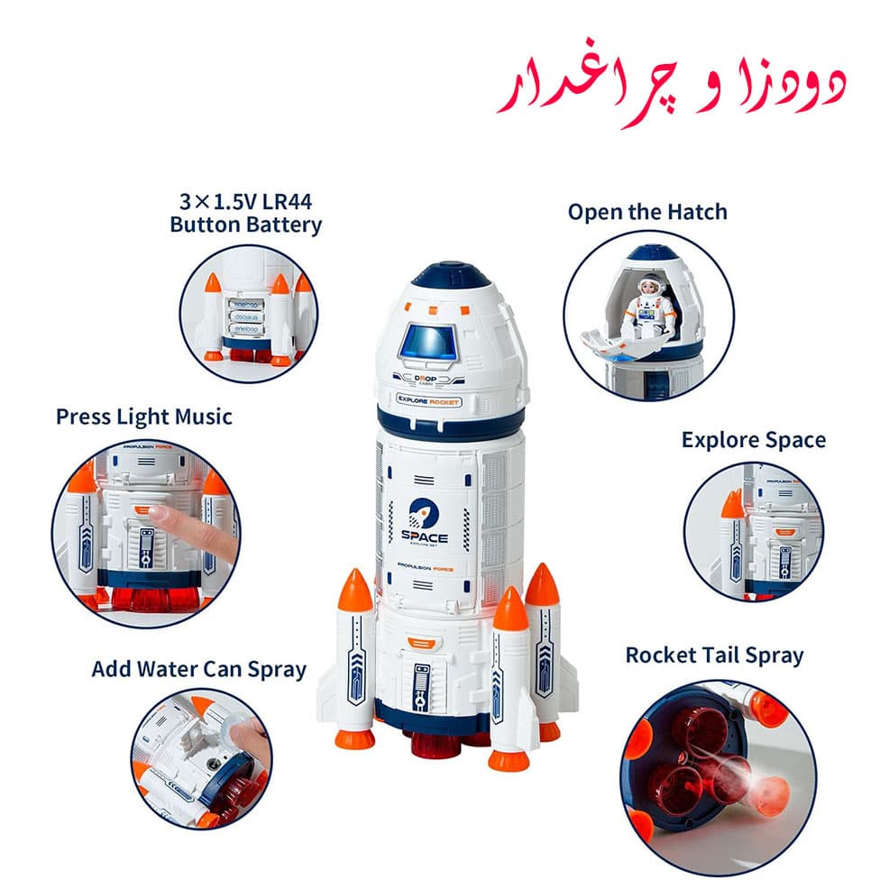 اسباب بازی مدل موشک فضاپیما طرح فضانوردان با اسکوتر کد H201A مجموعه 3 عددی — تصویر ۷