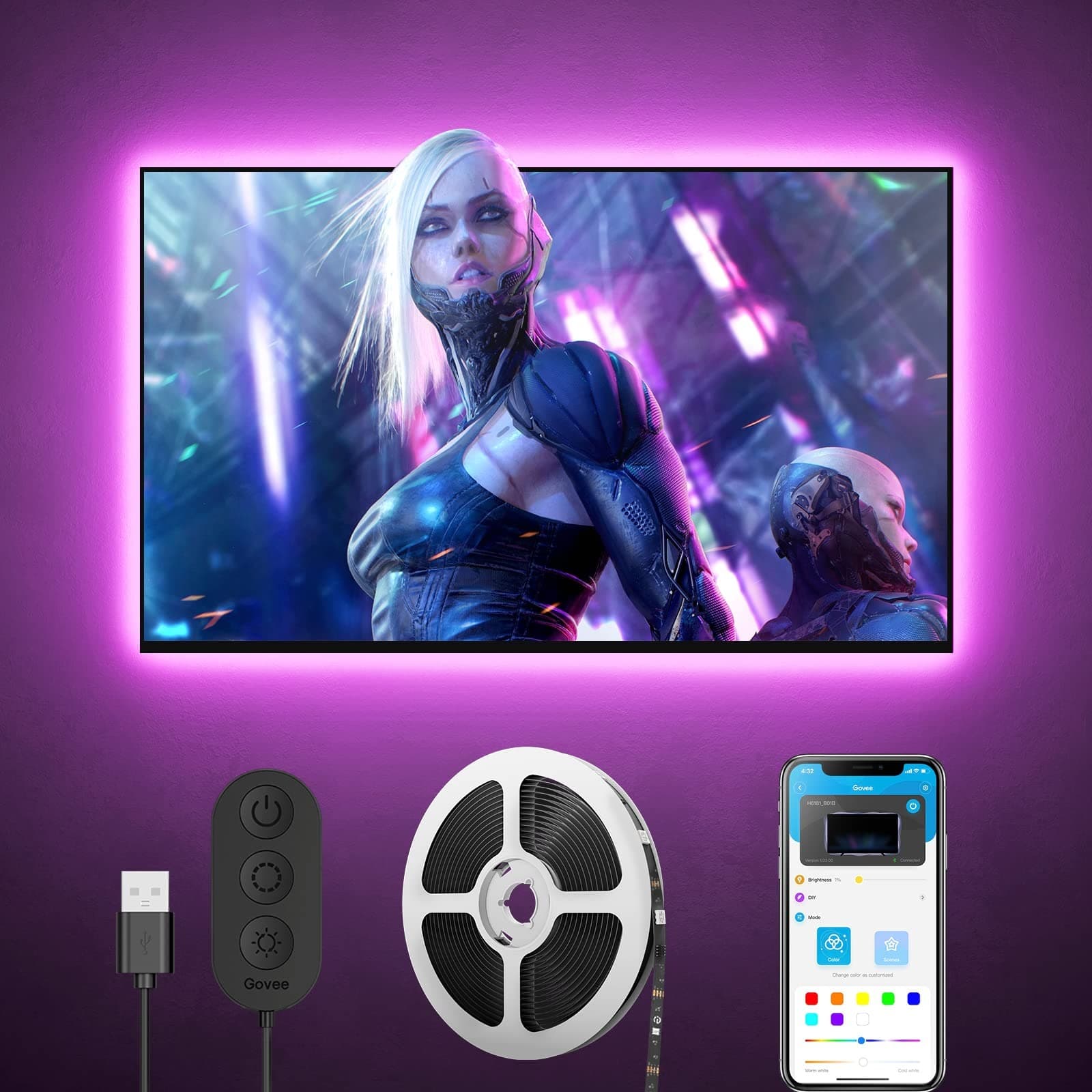 ریسه هوشمند تلویزیون 46-60 اینچ Govee TV Backlight H6178 — تصویر ۸