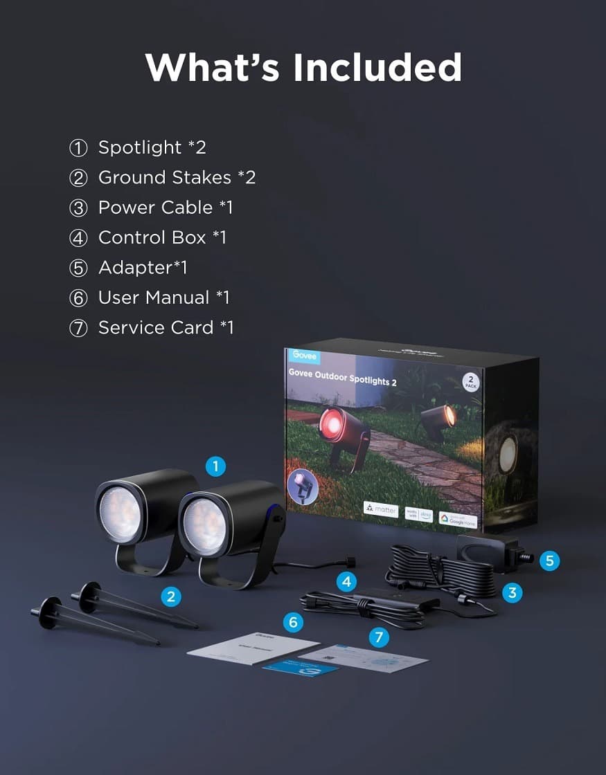 پروژکتور هوشمند فضای باز Govee Outdoor Spotlights 2 H7093 — تصویر ۱۲