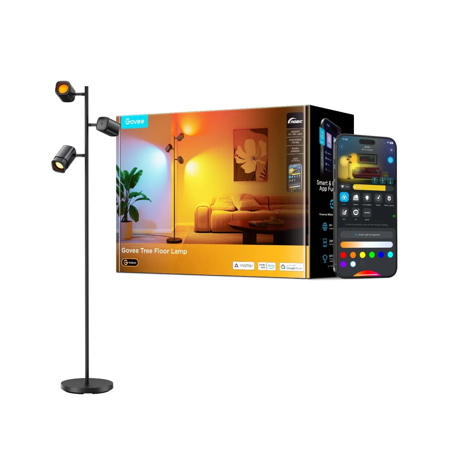 چراغ هوشمند درختی Govee Tree Floor Lamp H60B2 — تصویر ۸