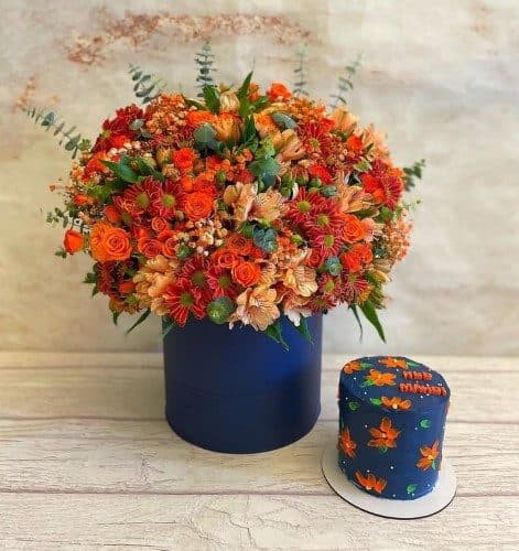 کادو تولد با گل تولد و کیک برای دختر