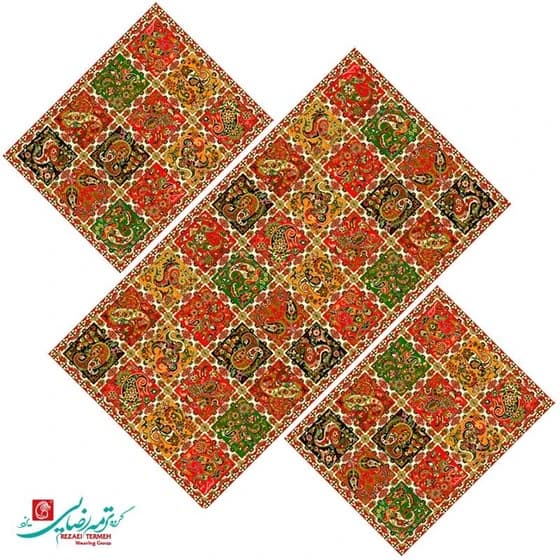 رومیزی ترمه ابریشمی طرح خشتی — تصویر ۱۰