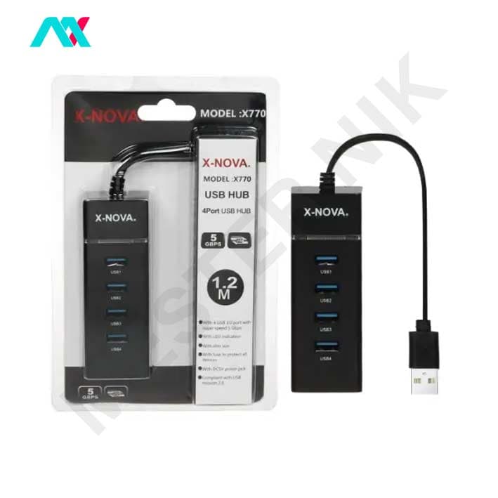 هاب USB3.0 چهار پورت X-NOVA با سری USB-A مدل x770 — تصویر ۳